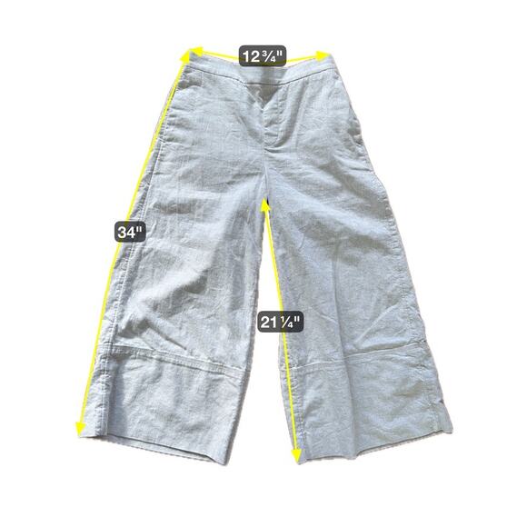 Banana Republic Sum' 25 "Flax" Wide Leg Cropped Linen Blend XS Pant Pull On - Picture 9 of 9